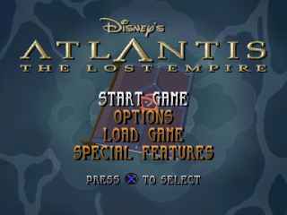 Atlantis The Lost Empire title screen for Playstation